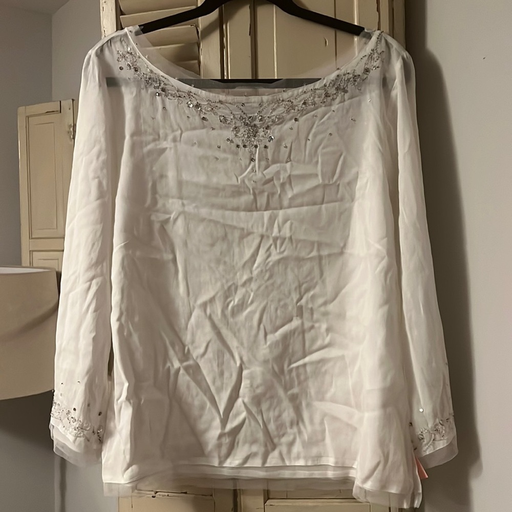 Odille Long Sleeve Embellished Blouse Size 14